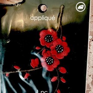 Red Floral Appliqué Patch Hildie & Jo New!